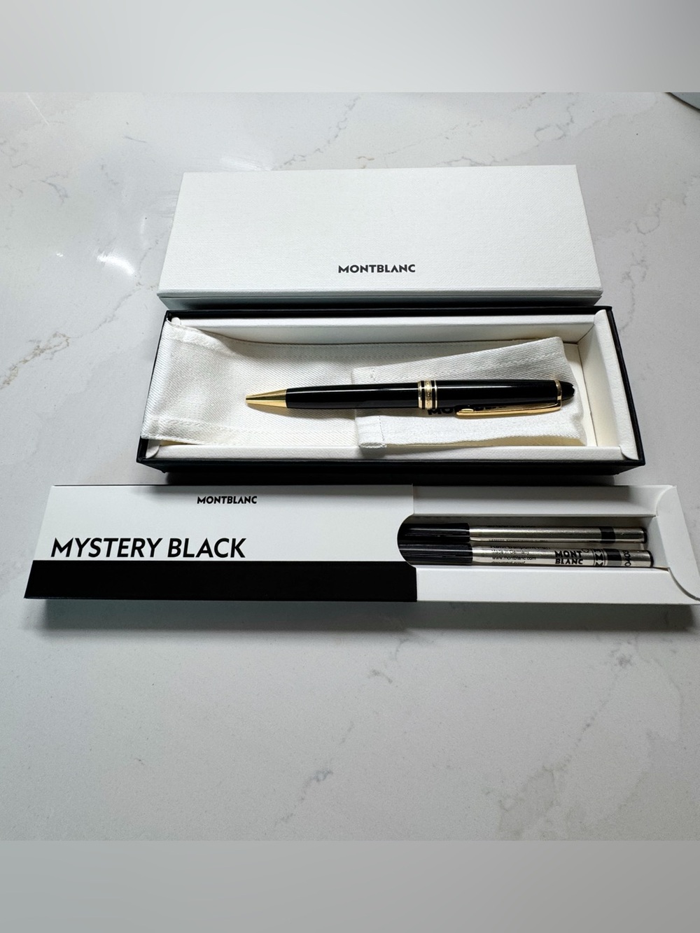 Mont Blanc StarWalker Resin Black and Gold Ball Point Pen with Refills